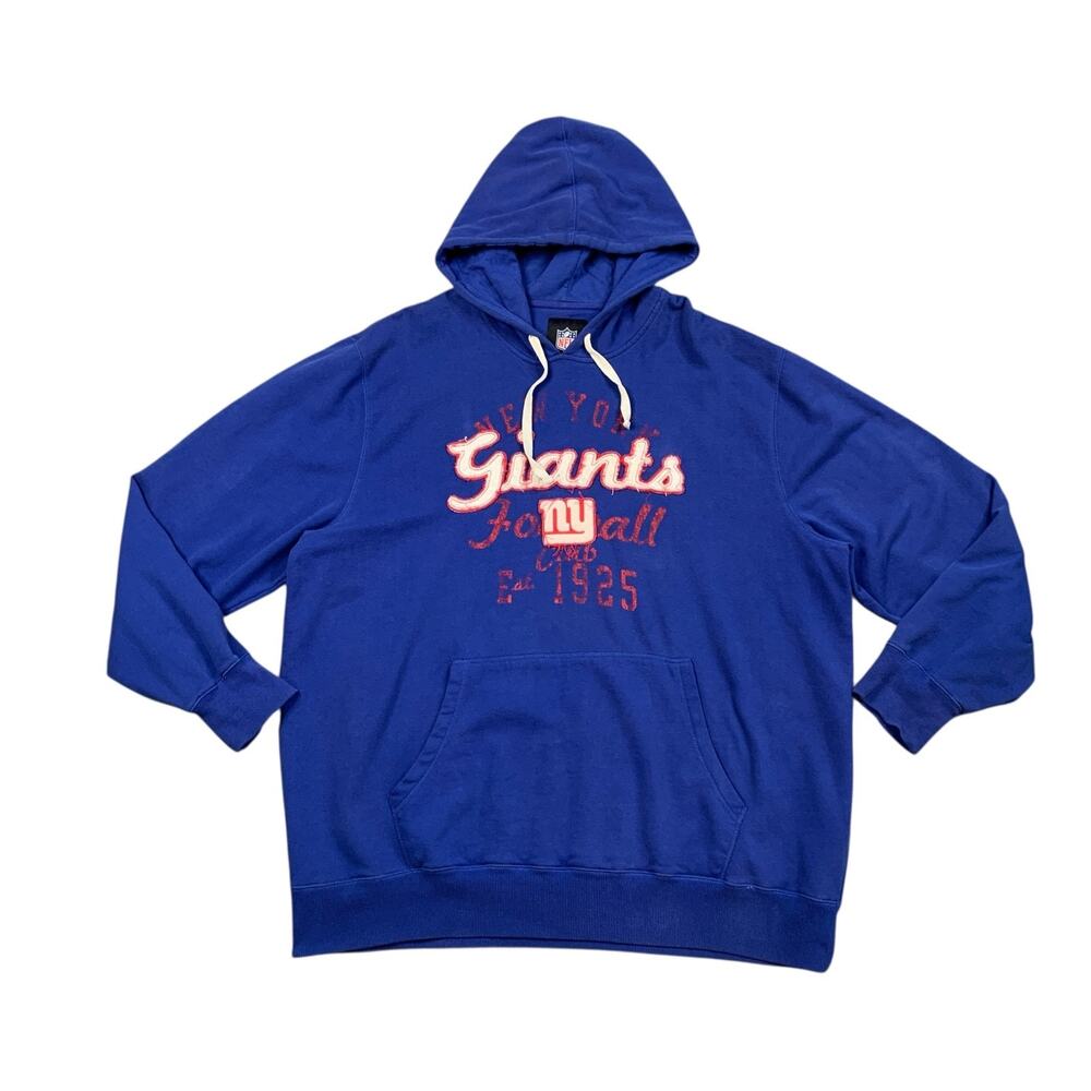 New York Giants Hoodie Mens 2XL Blue Fleece Lined Pullover Sweatshirt
